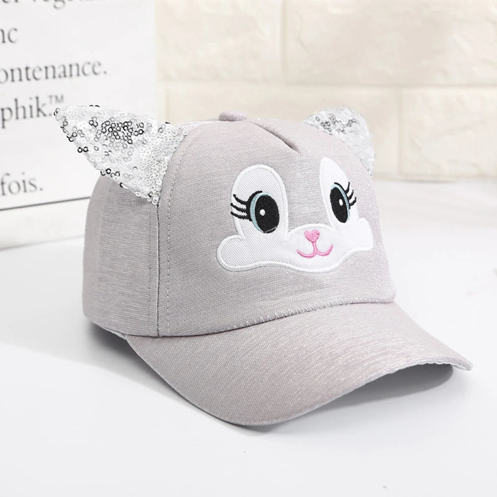 Casquette fille oreilles de chat – Chapeau baseball ajustable 2-8 ans
