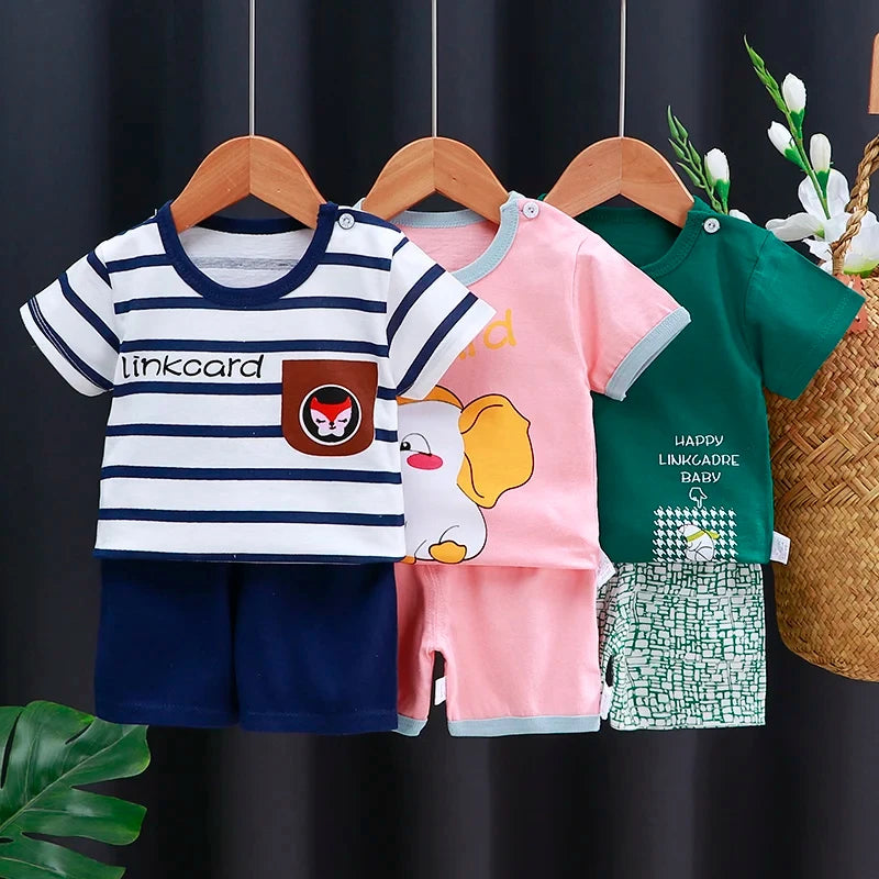 Ensemble T-shirt & Short Bébé — Coton Cartoon Été | Garçon & Fille