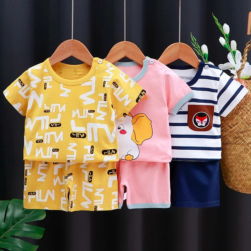 Ensemble T-shirt & Short Bébé — Coton Cartoon Été | Garçon & Fille