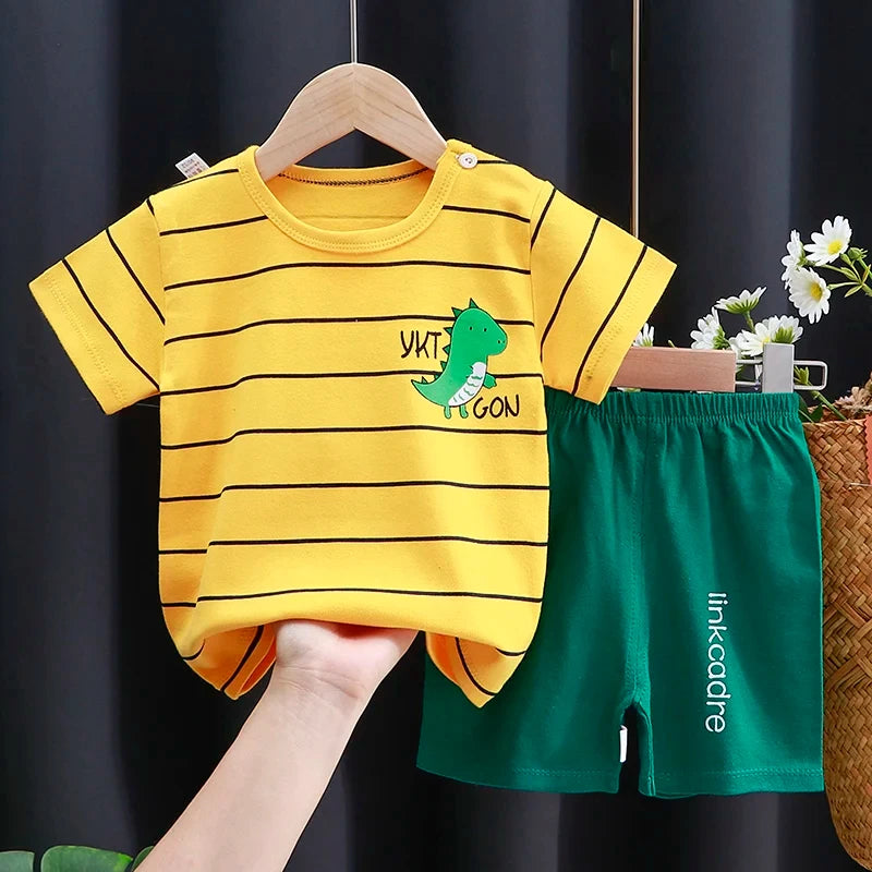 Ensemble T-shirt & Short Bébé — Coton Cartoon Été | Garçon & Fille