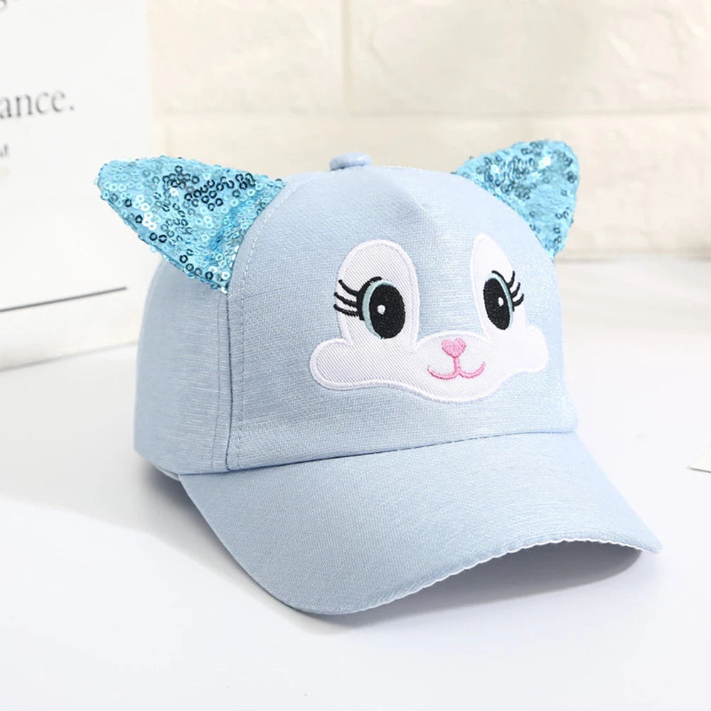 Casquette fille oreilles de chat – Chapeau baseball ajustable 2-8 ans