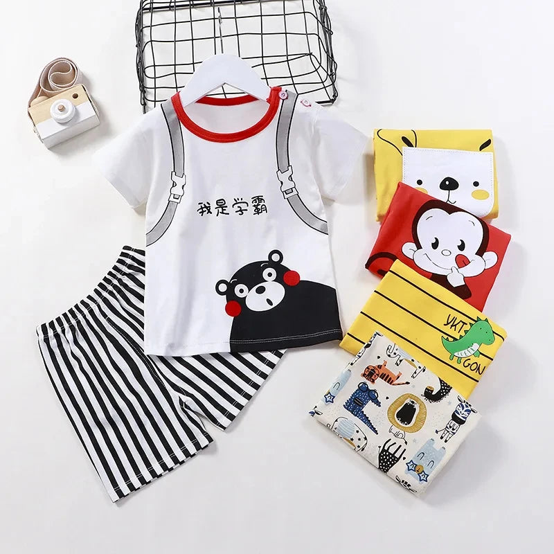 Ensemble T-shirt & Short Bébé — Coton Cartoon Été | Garçon & Fille