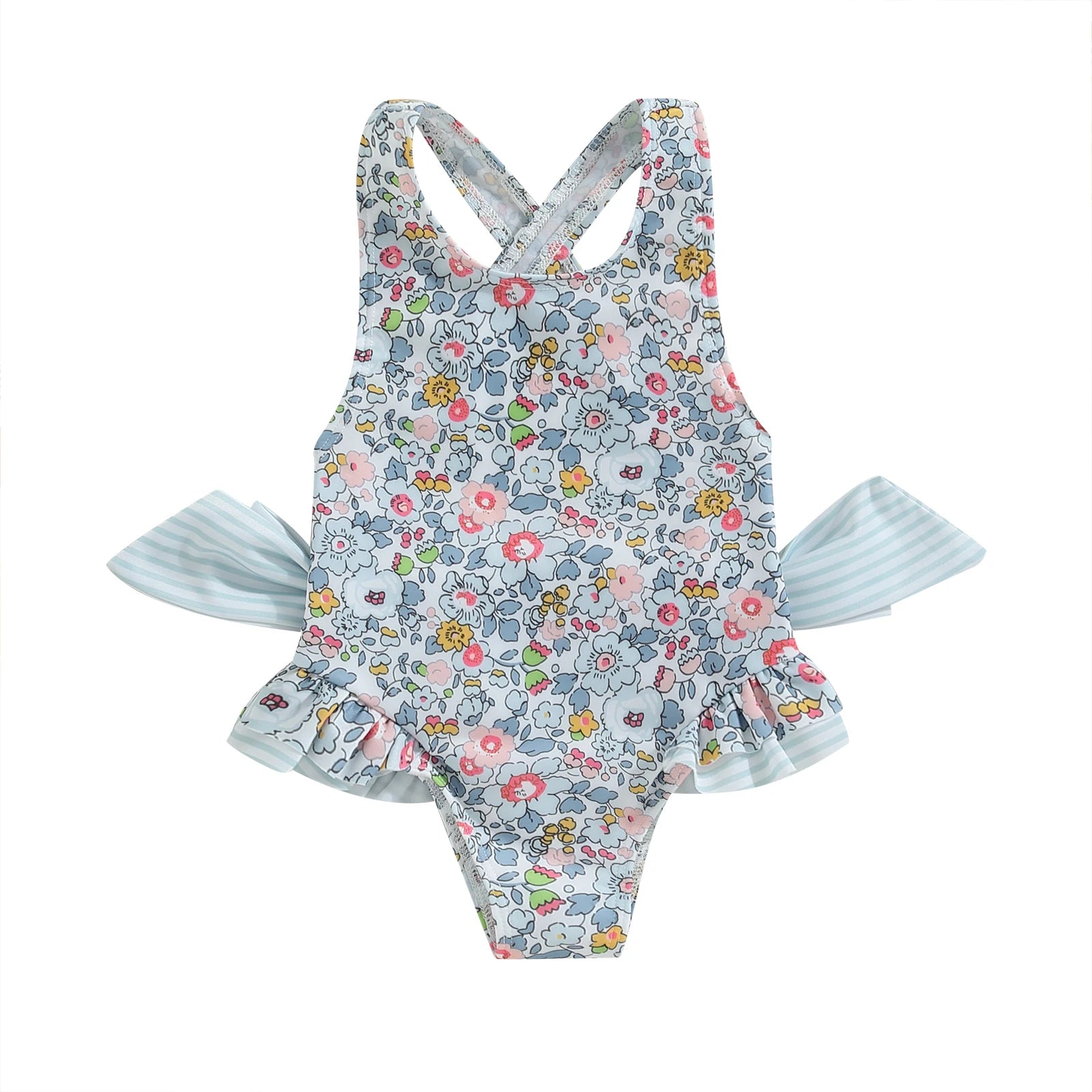 Maillot de bain bébé fille – Body floral à volants sans manches